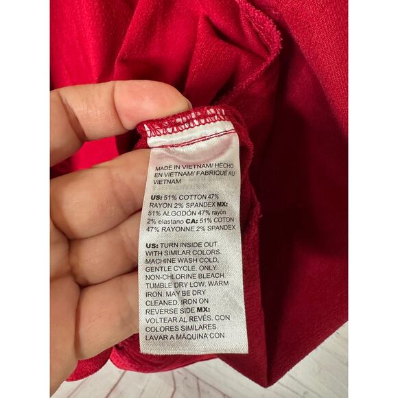 Chico’s Red Velveteen Long Jacket Womens Large - Picture 8 of 9